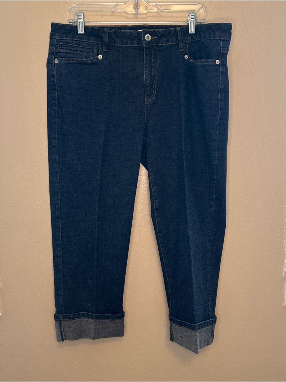 liz & co. Dark Indigo Ankle Cropped Jeans